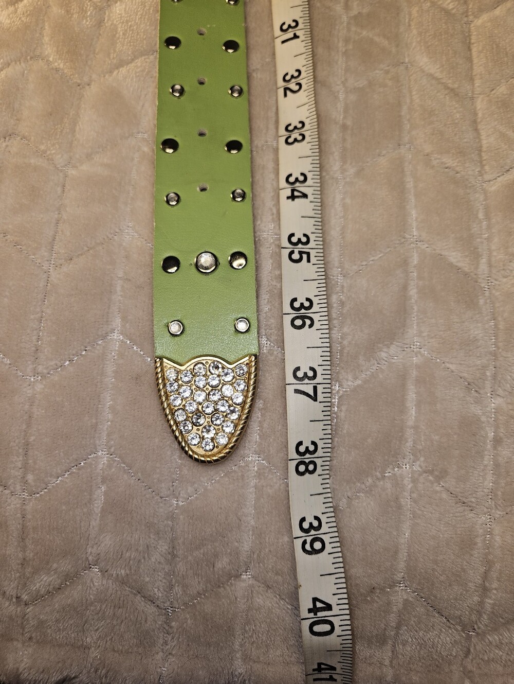 Rhinestone Western Buckle Green Women's Belt - Picture 5 of 5